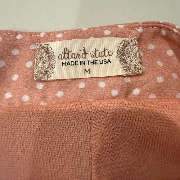 Altar’d State Polka Dot Mini Skirt Women's Medium Pink/White Split Hem Coquette - Picture 4 of 7